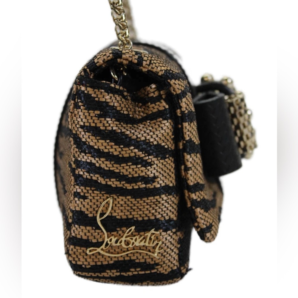 Christian Louboutin Womens One Strap Tiger Panama Sweety Charity Handbag Brown - Picture 4 of 17
